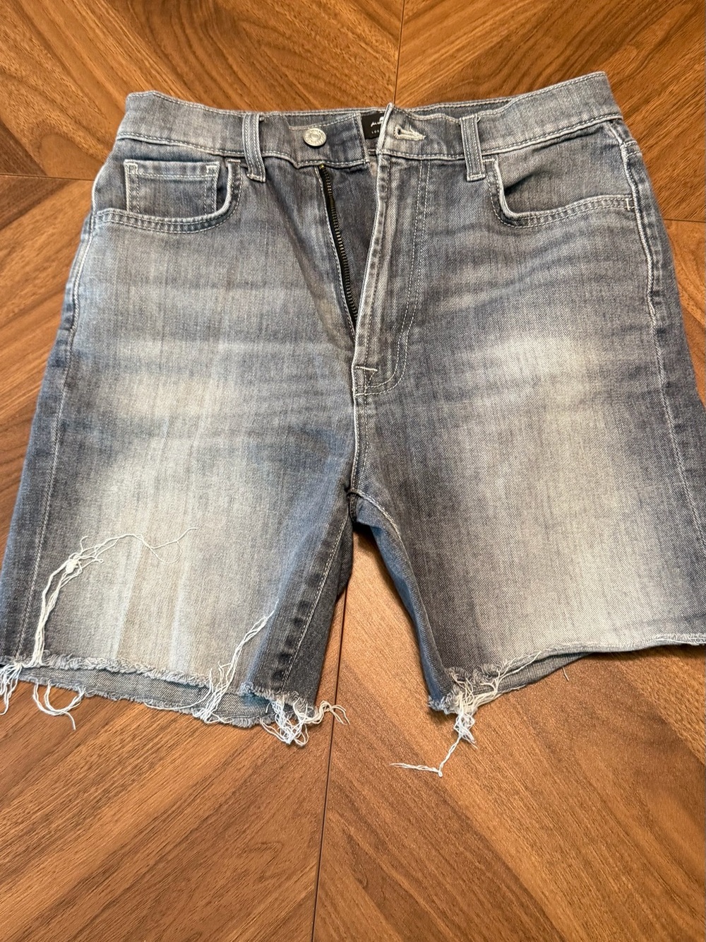 7 For All Mankind Light Blue Distressed Denim Shorts